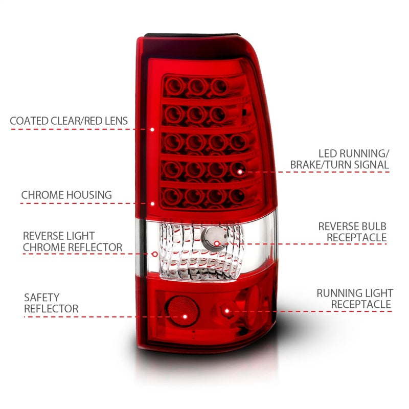 ANZO 2003-2006 Chevrolet Silverado 1500 LED Taillights Red/Clear