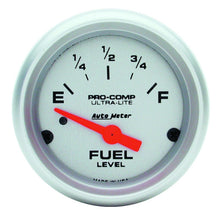 Load image into Gallery viewer, Autometer Ultra-Lite 52mm 0 OHMS Empty/90 OHMS Full Short Sweep Electronic Fuel Level Gauge