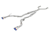 aFe POWER Takeda 2.5in 304 SS CB Exhaust w/ Blue Flame Tips 17-19 Infiniti Q60 V6-3.0L (tt)