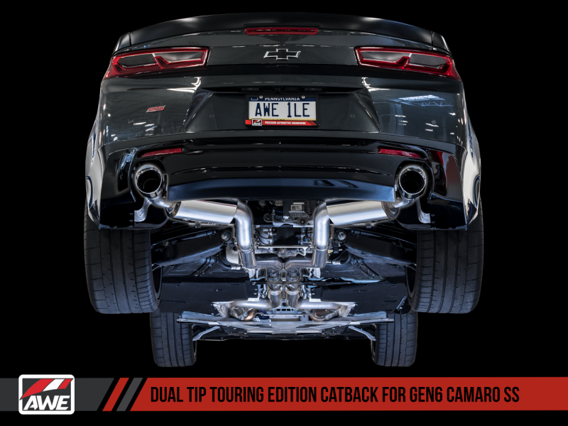 AWE Tuning 16-19 Chevy Camaro SS Non-Resonated Cat-Back Exhaust -Touring Edition (Chrome Silver Tip)