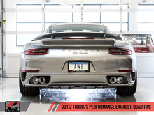 Load image into Gallery viewer, AWE Tuning Porsche 991.2 Turbo Performance Exhaust and High-Flow Cat Sections - Silver Quad Tips