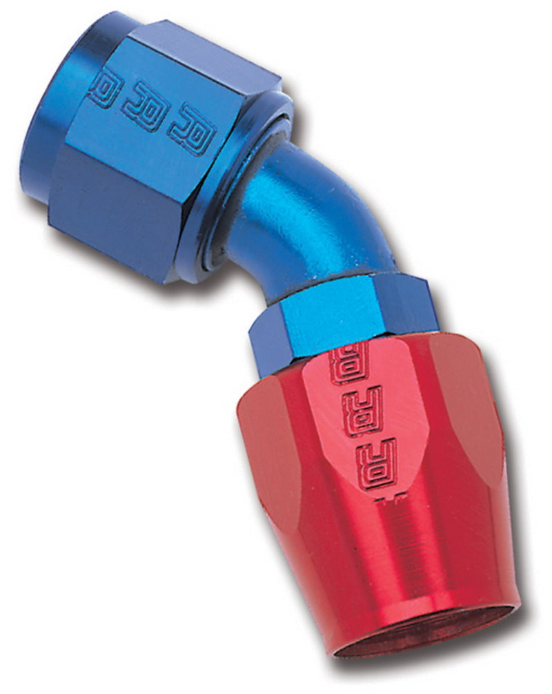 Russell Performance -6 AN Red/Blue 45 Degree Full Flow Hose End