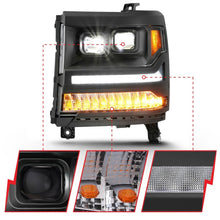 Load image into Gallery viewer, ANZO 16-18 Chevrolet Silverado 1500 LED Projector Headlights w/Plank Style Switchback Black w/ Amber