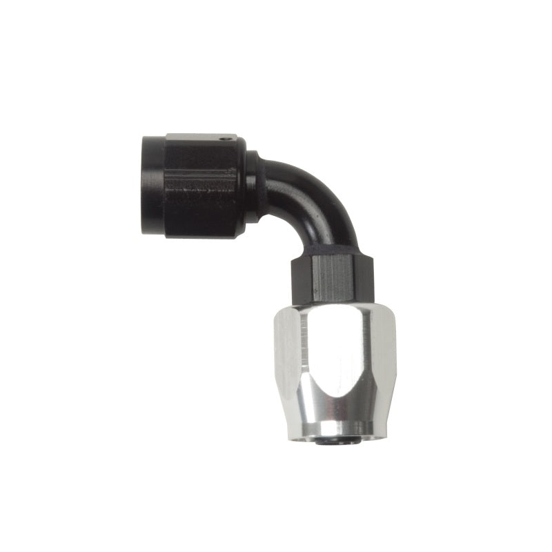 Russell Performance -6 AN Black/Silver 90 Degree Full Flow Hose End