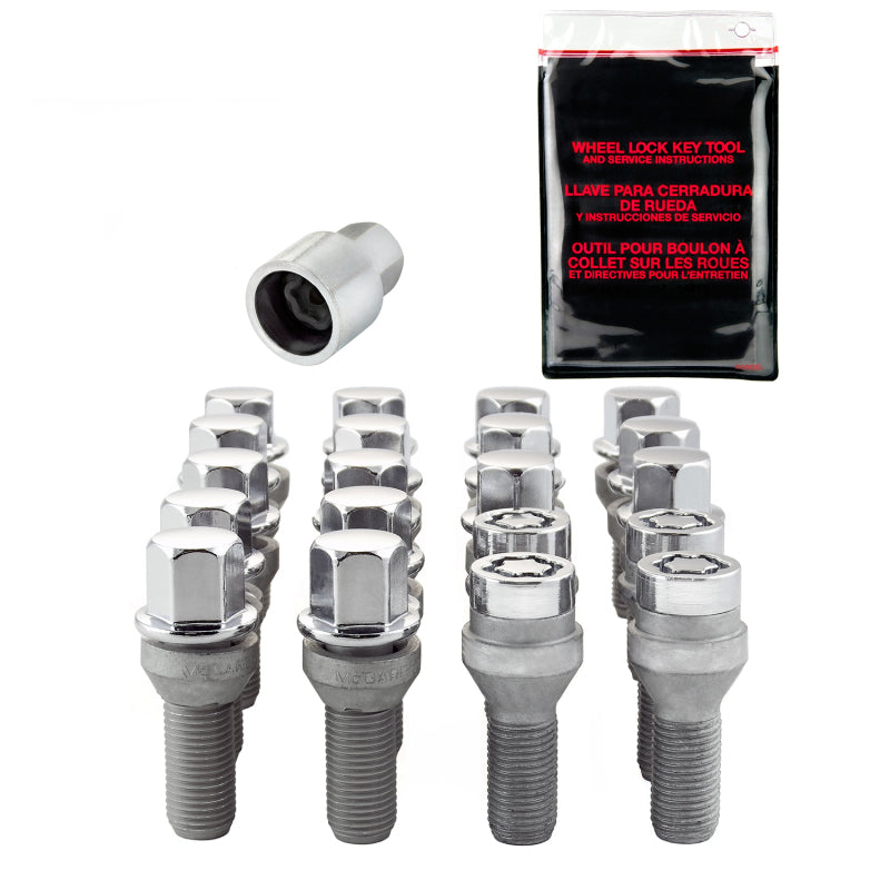 McGard 5 Lug Hex Install Kit w/Locks (Cone Seat Bolt) M12X1.25 / 17mm Hex / 25.6mm Shank L. - Chrome