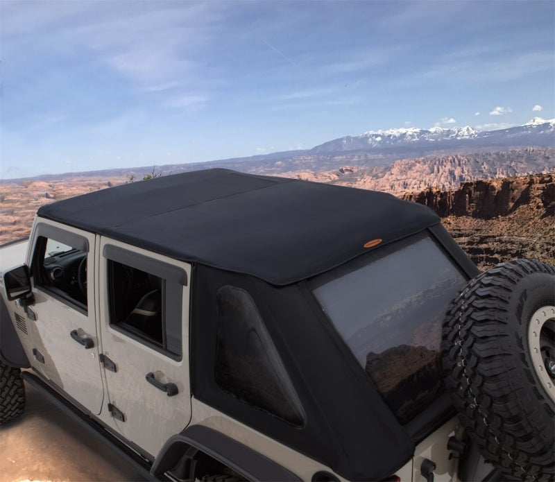 Bushwacker 07-18 Jeep Wrangler JK 4-Door Trail Armor Twill Flat Back Soft Top - Black